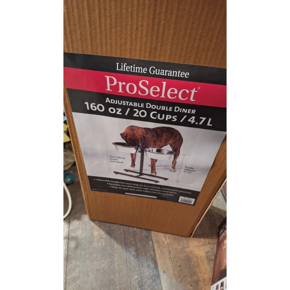 ProSelect Adjustable Raised Dog Diner w/ 160 oz Stainless Bowls – Height Adjusta